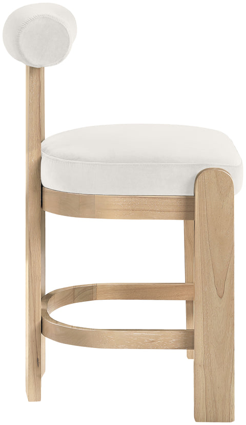 Noelle Cream Velvet Performance Fabric Upholstered Counter Stool, 2-Piece (Style 2)