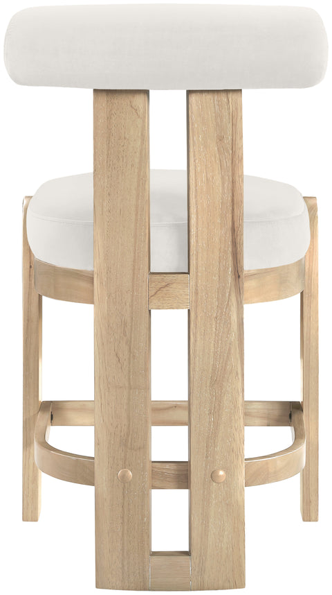 Noelle Cream Velvet Performance Fabric Upholstered Counter Stool, 2-Piece (Style 2)