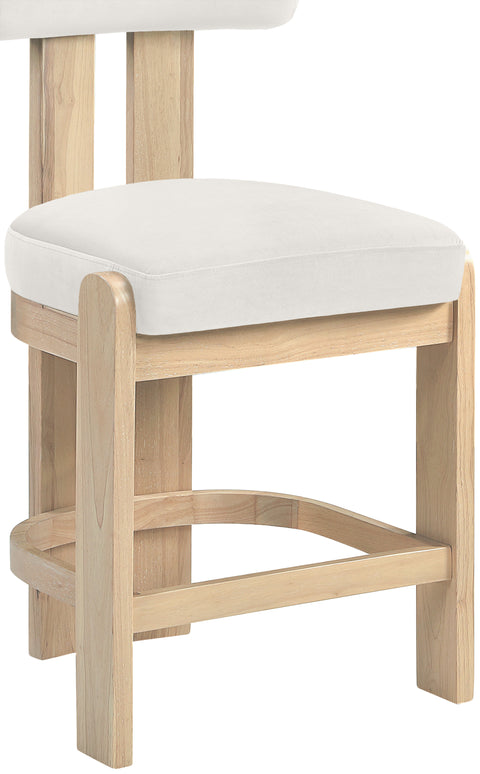 Noelle Cream Velvet Performance Fabric Upholstered Counter Stool, 2-Piece (Style 2)