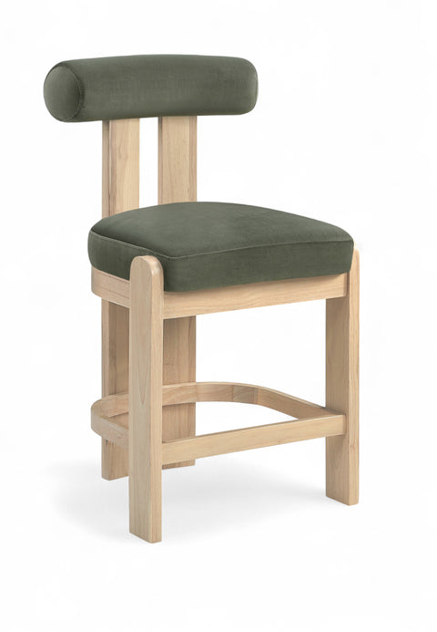 Noelle Green Velvet Performance Fabric Upholstered Counter Stool, 2-Piece (Style 2)