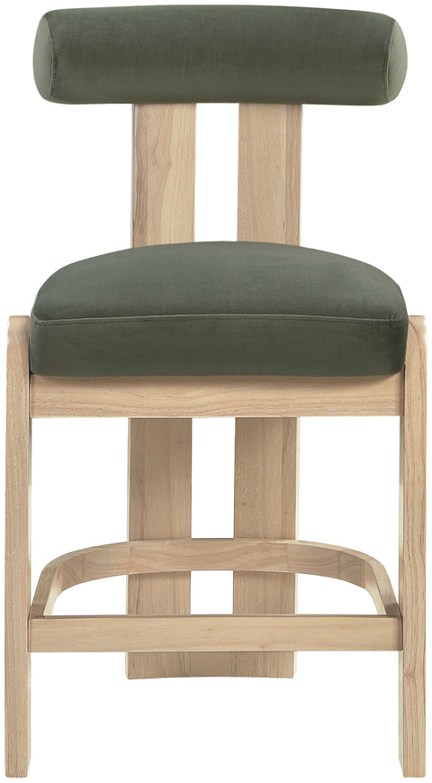 Noelle Green Velvet Performance Fabric Upholstered Counter Stool, 2-Piece (Style 2)