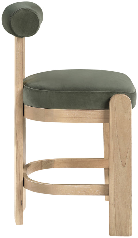 Noelle Green Velvet Performance Fabric Upholstered Counter Stool, 2-Piece (Style 2)