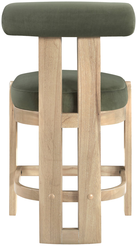 Noelle Green Velvet Performance Fabric Upholstered Counter Stool, 2-Piece (Style 2)