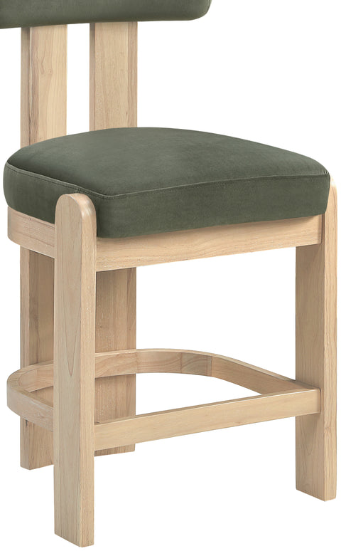 Noelle Green Velvet Performance Fabric Upholstered Counter Stool, 2-Piece (Style 2)