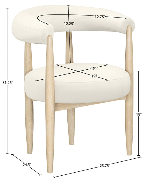 Linden Cream Vegan Leather Upholstered Dining Chair, 2-Piece