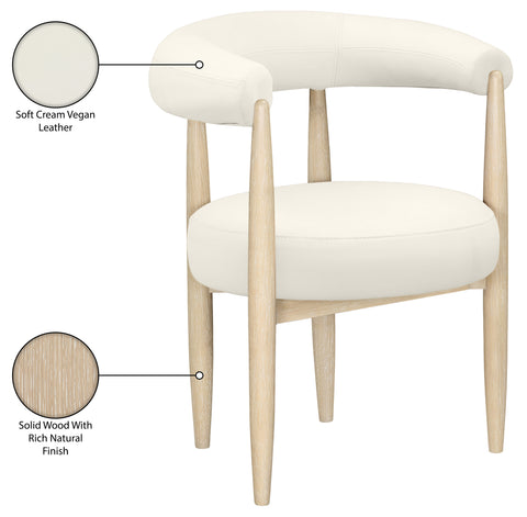 Linden Cream Vegan Leather Upholstered Dining Chair, 2-Piece