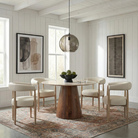 Linden Cream Vegan Leather Upholstered Dining Chair, 2-Piece