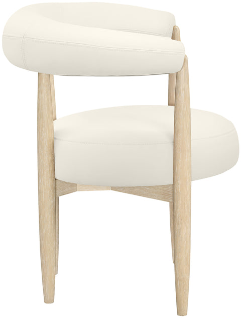 Linden Cream Vegan Leather Upholstered Dining Chair, 2-Piece