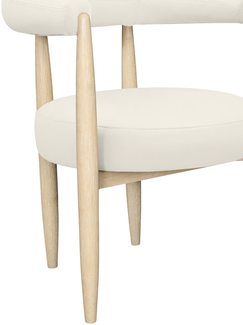 Linden Cream Vegan Leather Upholstered Dining Chair, 2-Piece