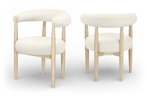 Linden Cream Vegan Leather Upholstered Dining Chair, 2-Piece