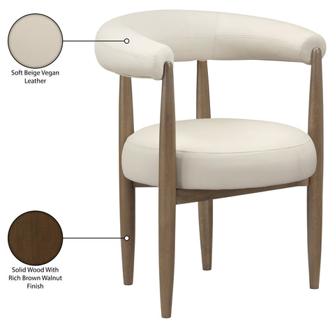 Linden Beige Vegan Leather Upholstered Dining Chair, 2-Piece