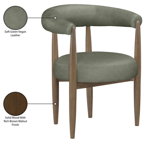 Linden Green Vegan Leather Upholstered Dining Chair, 2-Piece