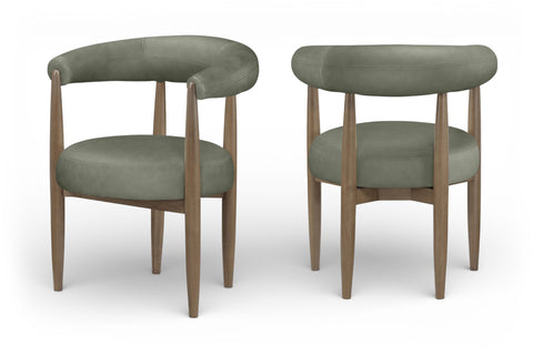 Linden Green Vegan Leather Upholstered Dining Chair, 2-Piece