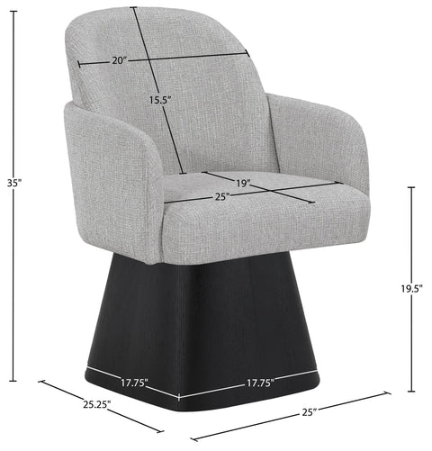 Blaire Grey Linen Textured Fabric Upholstered Swivel Dining Arm Chair, 1 Piece