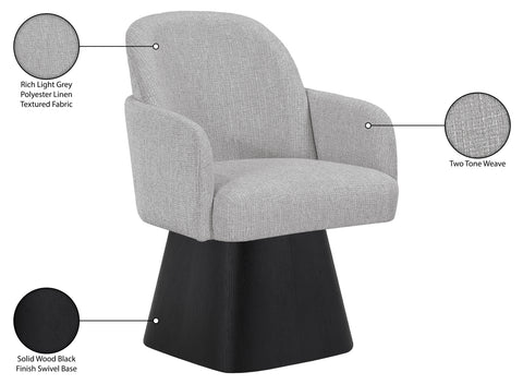 Blaire Grey Linen Textured Fabric Upholstered Swivel Dining Arm Chair, 1 Piece