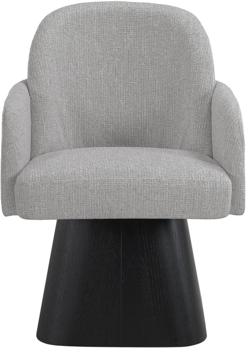 Blaire Grey Linen Textured Fabric Upholstered Swivel Dining Arm Chair, 1 Piece