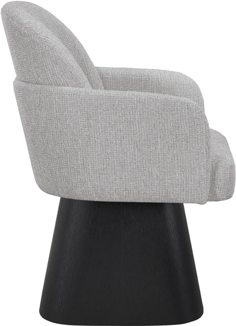 Blaire Grey Linen Textured Fabric Upholstered Swivel Dining Arm Chair, 1 Piece