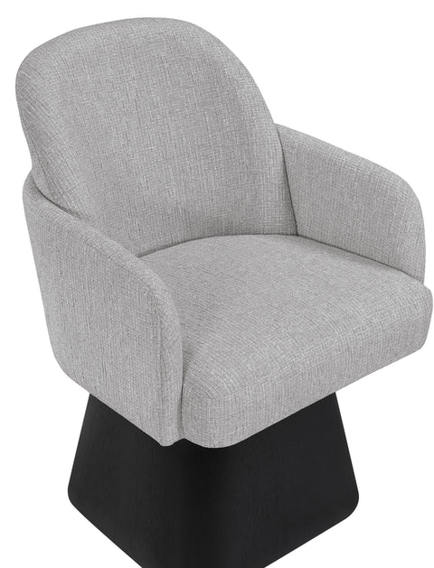 Blaire Grey Linen Textured Fabric Upholstered Swivel Dining Arm Chair, 1 Piece