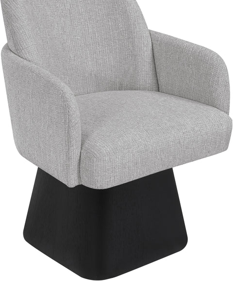 Blaire Grey Linen Textured Fabric Upholstered Swivel Dining Arm Chair, 1 Piece