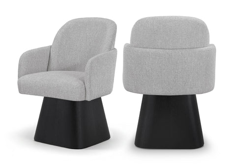 Blaire Grey Linen Textured Fabric Upholstered Swivel Dining Arm Chair, 1 Piece