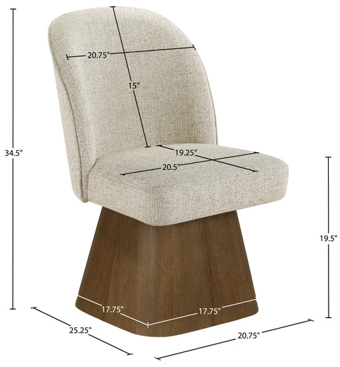 Blaire Beige Linen Textured Fabric Upholstered Swivel Dining Side Chair, 1 Piece (Style 3)