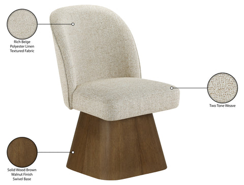 Blaire Beige Linen Textured Fabric Upholstered Swivel Dining Side Chair, 1 Piece (Style 3)