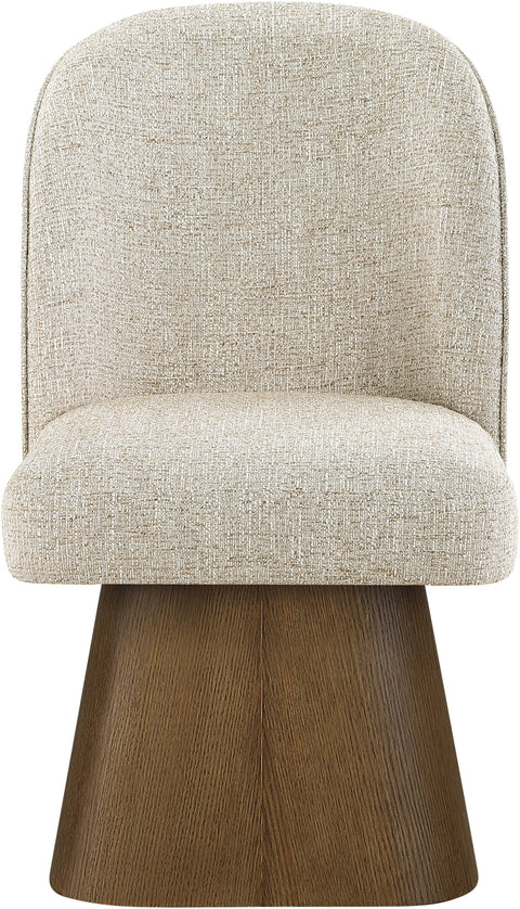 Blaire Beige Linen Textured Fabric Upholstered Swivel Dining Side Chair, 1 Piece (Style 3)