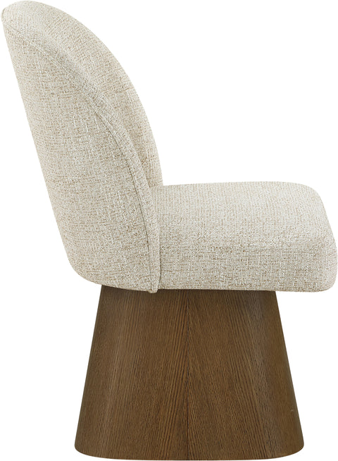 Blaire Beige Linen Textured Fabric Upholstered Swivel Dining Side Chair, 1 Piece (Style 3)