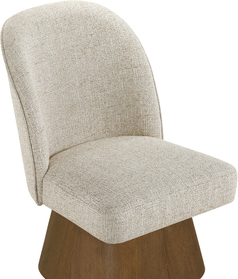 Blaire Beige Linen Textured Fabric Upholstered Swivel Dining Side Chair, 1 Piece (Style 3)