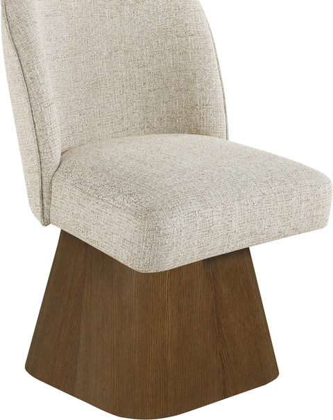 Blaire Beige Linen Textured Fabric Upholstered Swivel Dining Side Chair, 1 Piece (Style 3)