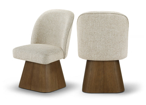 Blaire Beige Linen Textured Fabric Upholstered Swivel Dining Side Chair, 1 Piece (Style 3)
