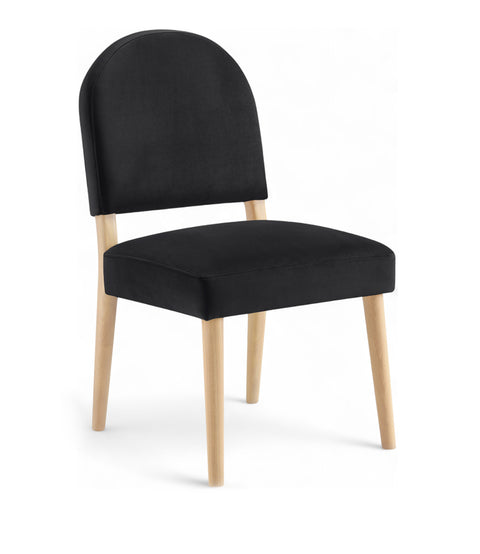 Piper Black Velvet Performance Fabric Upholstered Dining Chair, 2-Piece