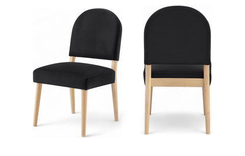Piper Black Velvet Performance Fabric Upholstered Dining Chair, 2-Piece