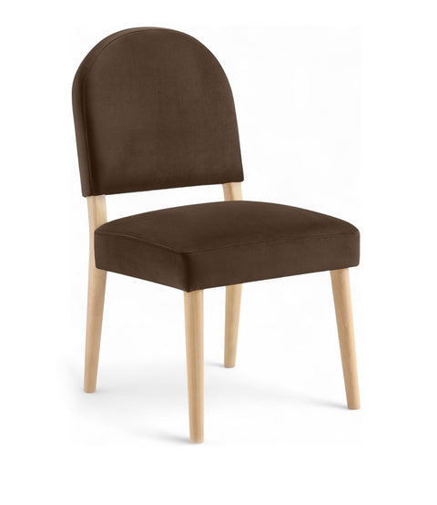 Piper Brown Velvet Performance Fabric Upholstered Dining Chair, 2-Piece