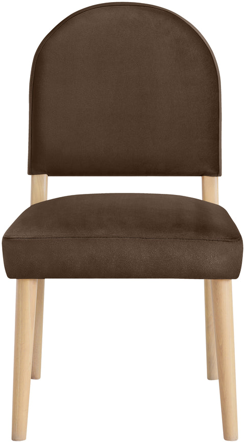Piper Brown Velvet Performance Fabric Upholstered Dining Chair, 2-Piece