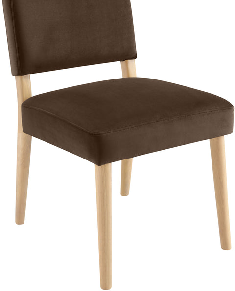 Piper Brown Velvet Performance Fabric Upholstered Dining Chair, 2-Piece