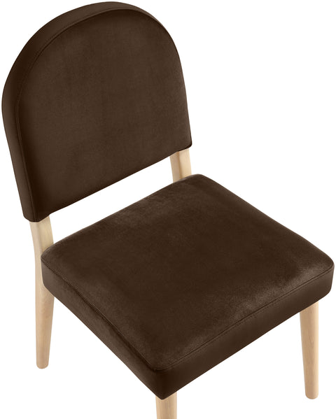 Piper Brown Velvet Performance Fabric Upholstered Dining Chair, 2-Piece