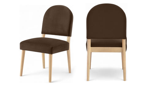Piper Brown Velvet Performance Fabric Upholstered Dining Chair, 2-Piece