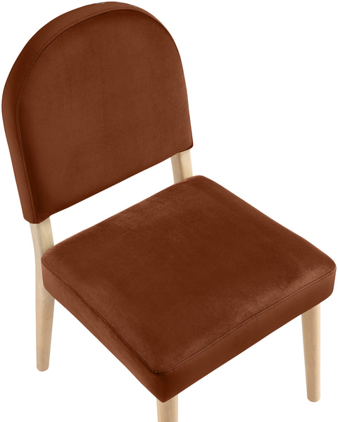 Piper Cognac Velvet Performance Fabric Upholstered Dining Chair, 2-Piece