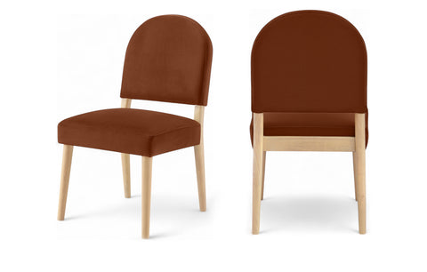 Piper Cognac Velvet Performance Fabric Upholstered Dining Chair, 2-Piece