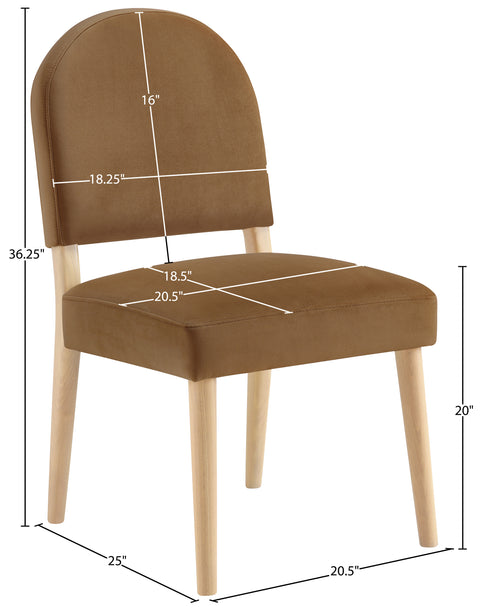 Piper Saddle Velvet Performance Fabric Upholstered Dining Chair, 2-Piece