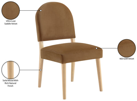 Piper Saddle Velvet Performance Fabric Upholstered Dining Chair, 2-Piece