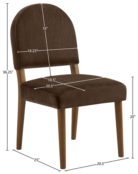Piper Brown Velvet Performance Fabric Upholstered Dining Chair, 2-Piece (Style 2)