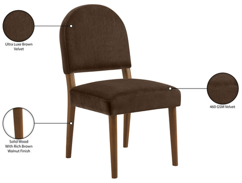 Piper Brown Velvet Performance Fabric Upholstered Dining Chair, 2-Piece (Style 2)