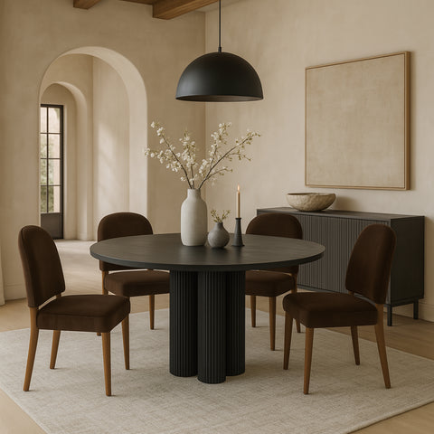 Piper Brown Velvet Performance Fabric Upholstered Dining Chair, 2-Piece (Style 2)