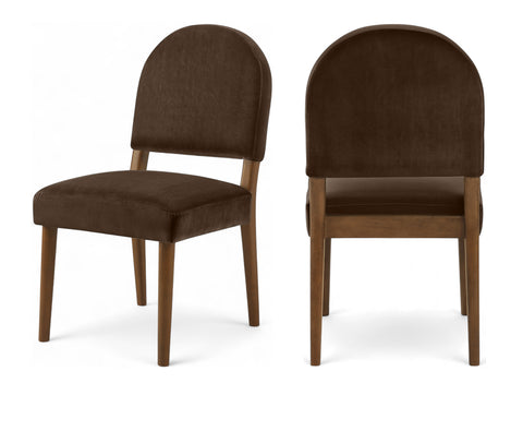 Piper Brown Velvet Performance Fabric Upholstered Dining Chair, 2-Piece (Style 2)