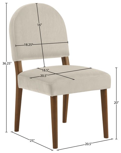 Piper Cream Velvet Performance Fabric Upholstered Dining Chair, 2-Piece (Style 2)