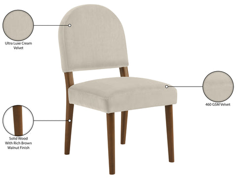 Piper Cream Velvet Performance Fabric Upholstered Dining Chair, 2-Piece (Style 2)