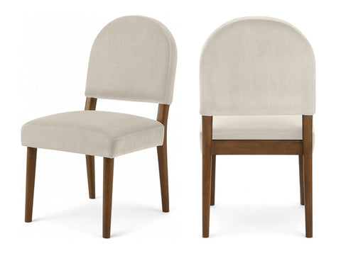 Piper Cream Velvet Performance Fabric Upholstered Dining Chair, 2-Piece (Style 2)