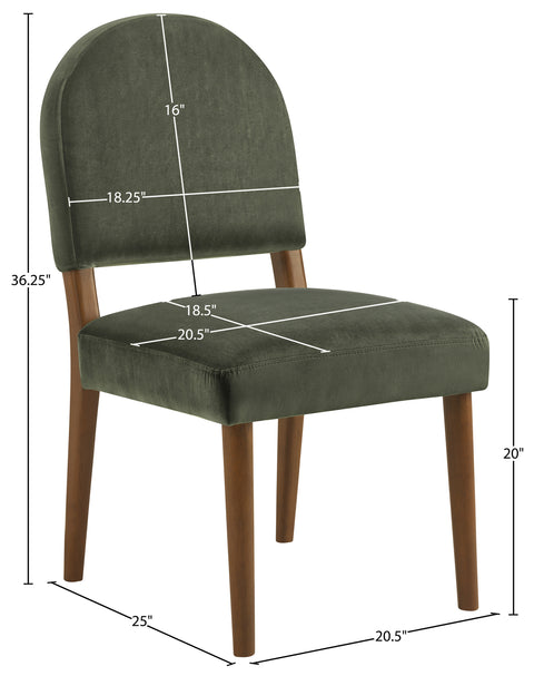 Piper Green Velvet Performance Fabric Upholstered Dining Chair, 2-Piece